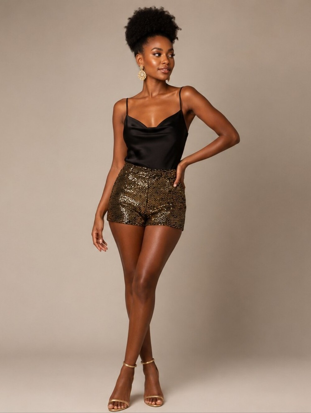 Sugar Hill boutique black and gold Festival Glam Party Jasmine shorts Size 6
